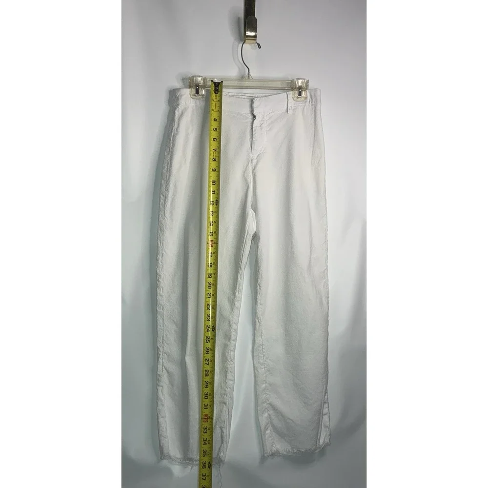 Frank & Eileen Denim Pants Size 6 White Kinsale Flax Cotton Blend Raw Hem Jeans - Picture 6 of 9